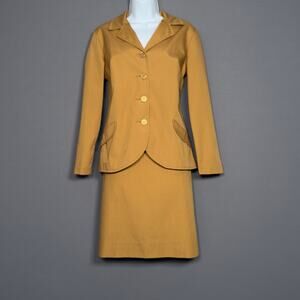 KORET of California Vintage 50s 60s Mustard Yellow Blazer &  Skirt Set Sz 6